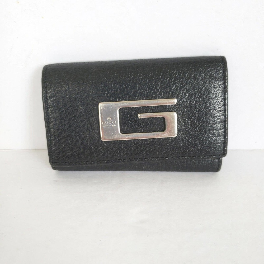 Gucci Black Leather Wallet with Silver G Hardware